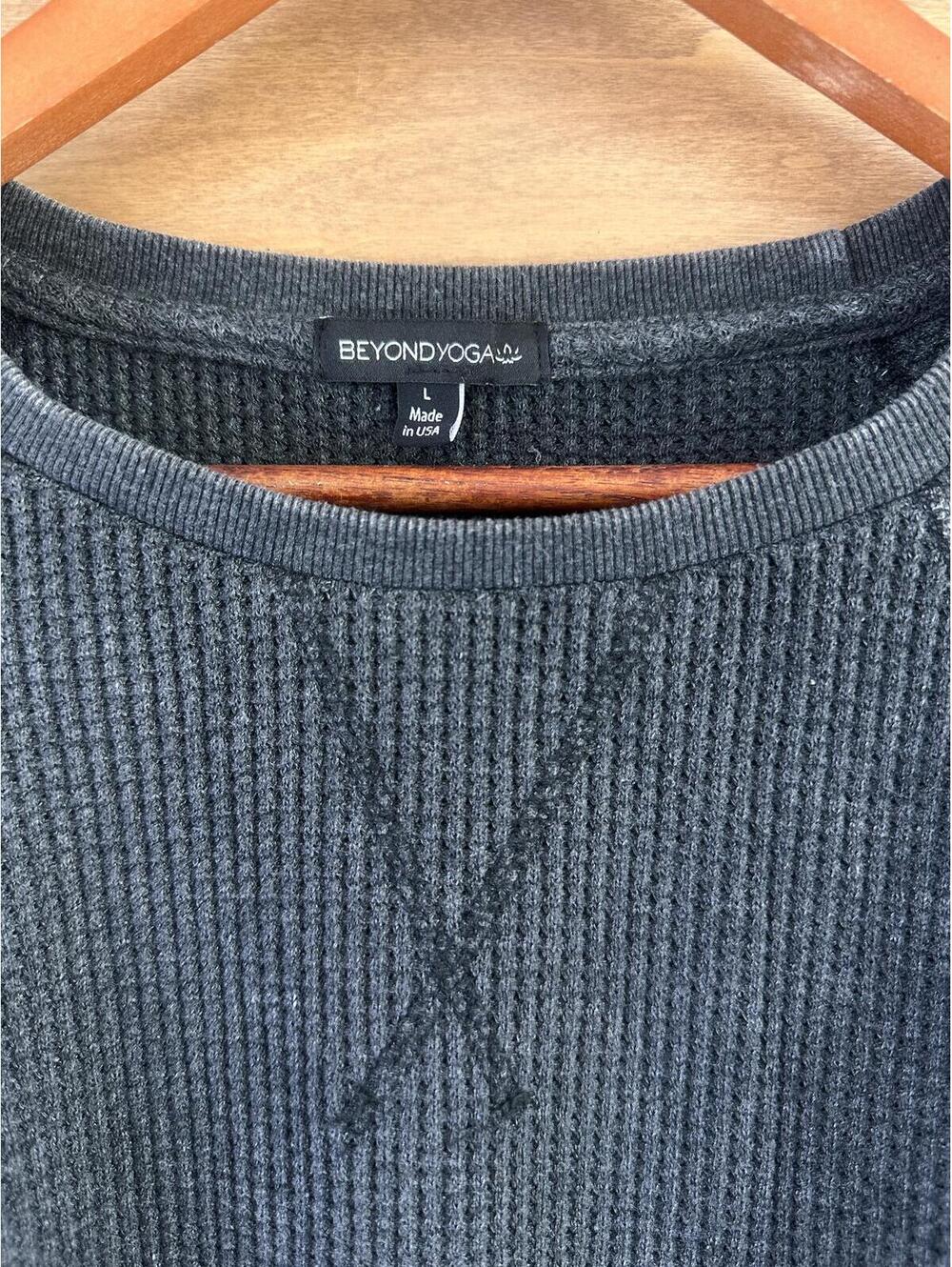 Beyond Yoga With The Band Pullover Waffle Crewneck Sweatshirt Washed Black Large - Picture 7 of 12